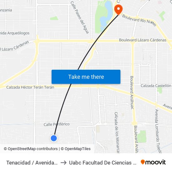 Tenacidad / Avenida Estabilidad to Uabc Facultad De Ciencias Administrativas map