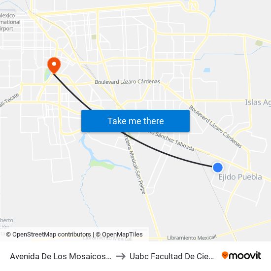 Avenida De Los Mosaicos / Avenida Río San Ángel to Uabc Facultad De Ciencias Administrativas map