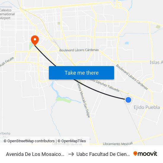 Avenida De Los Mosaicos / Avenida Chiquihuite to Uabc Facultad De Ciencias Administrativas map