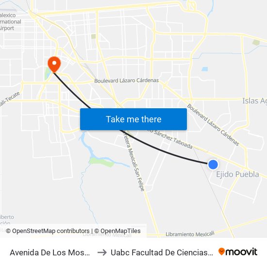 Avenida De Los Mosaicos / Calpan to Uabc Facultad De Ciencias Administrativas map