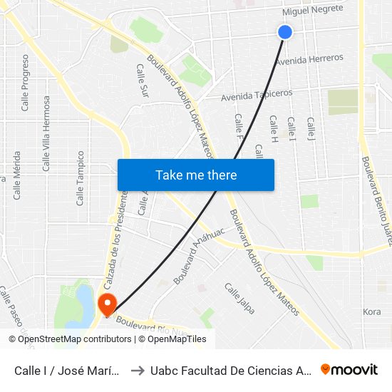 Calle I / José María Larroque to Uabc Facultad De Ciencias Administrativas map