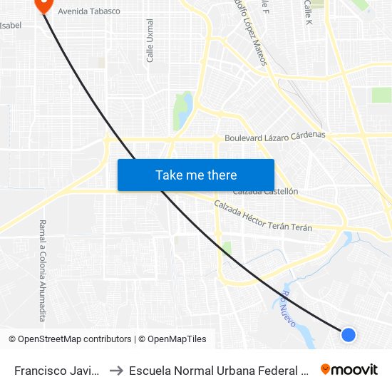 Francisco Javier Del Castillo / Miguel Buenrostro to Escuela Normal Urbana Federal De Educacion Preescolar Estefania Casta�Eda Y Nu�Ez De Caceres map