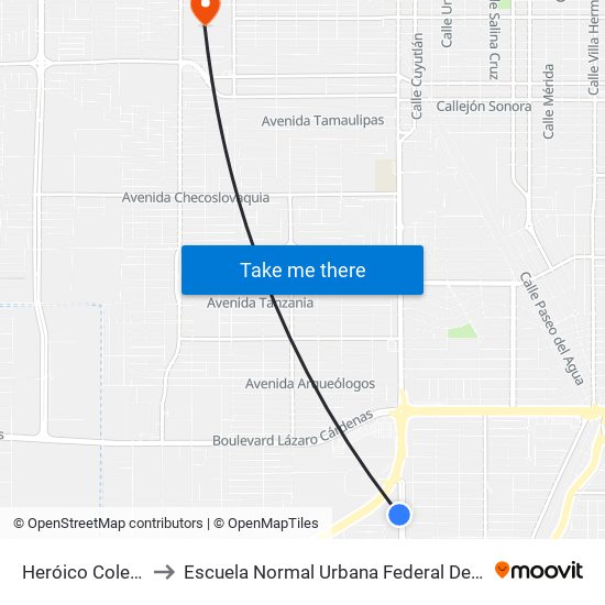 Heróico Colegio Militar / Doroteo Arango to Escuela Normal Urbana Federal De Educacion Preescolar Estefania Casta�Eda Y Nu�Ez De Caceres map