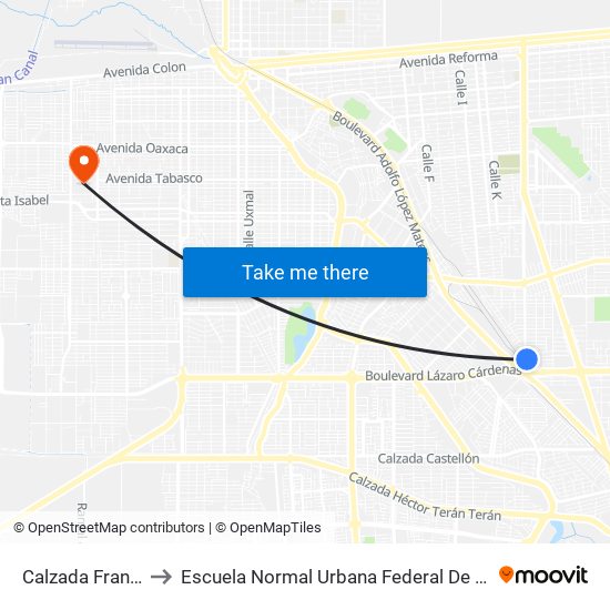 Calzada Francisco Montejano / Victoria to Escuela Normal Urbana Federal De Educacion Preescolar Estefania Casta�Eda Y Nu�Ez De Caceres map