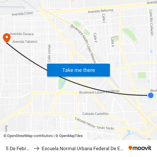 5 De Febrero / Avenida Torreón to Escuela Normal Urbana Federal De Educacion Preescolar Estefania Casta�Eda Y Nu�Ez De Caceres map