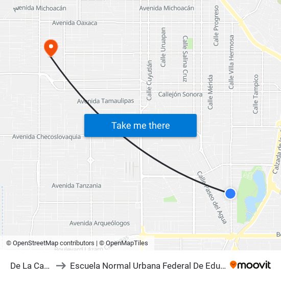 De La Cañada / Del Arcoiris to Escuela Normal Urbana Federal De Educacion Preescolar Estefania Casta�Eda Y Nu�Ez De Caceres map