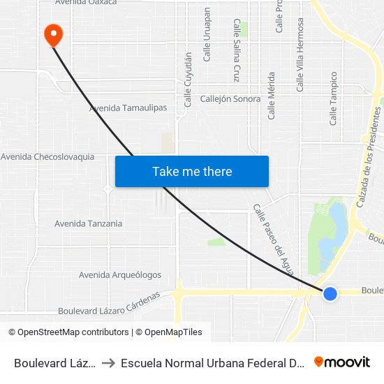 Boulevard Lázaro Cárdenas / Lago Bagueolo to Escuela Normal Urbana Federal De Educacion Preescolar Estefania Casta�Eda Y Nu�Ez De Caceres map