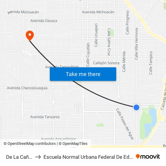 De La Cañada / Avenida Taxco to Escuela Normal Urbana Federal De Educacion Preescolar Estefania Casta�Eda Y Nu�Ez De Caceres map