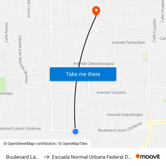 Boulevard Lázaro Cárdenas / Río Amazonas to Escuela Normal Urbana Federal De Educacion Preescolar Estefania Casta�Eda Y Nu�Ez De Caceres map