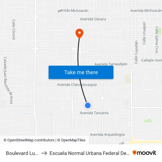 Boulevard Luis Álvarez / Avenida Noruega to Escuela Normal Urbana Federal De Educacion Preescolar Estefania Casta�Eda Y Nu�Ez De Caceres map