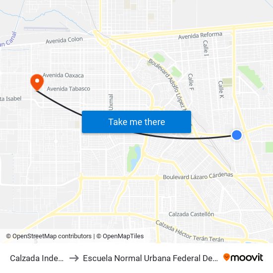 Calzada Independencia / José Valenzuela to Escuela Normal Urbana Federal De Educacion Preescolar Estefania Casta�Eda Y Nu�Ez De Caceres map