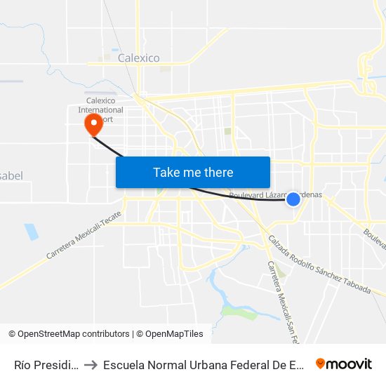 Río Presidio / Poder Legislativo to Escuela Normal Urbana Federal De Educacion Preescolar Estefania Casta�Eda Y Nu�Ez De Caceres map