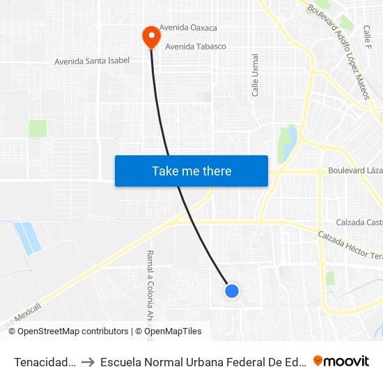 Tenacidad / Avenida Grandeza to Escuela Normal Urbana Federal De Educacion Preescolar Estefania Casta�Eda Y Nu�Ez De Caceres map