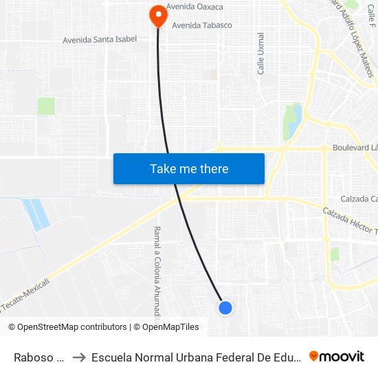 Raboso / De Los Portales to Escuela Normal Urbana Federal De Educacion Preescolar Estefania Casta�Eda Y Nu�Ez De Caceres map