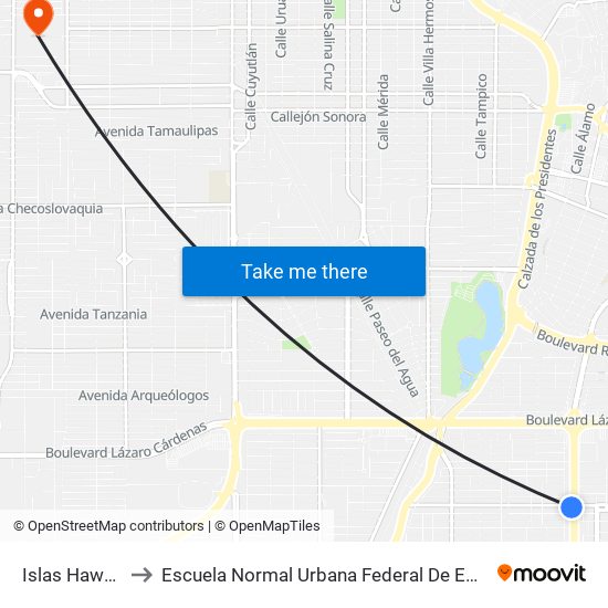 Islas Hawaii / Calzada Anáhuac to Escuela Normal Urbana Federal De Educacion Preescolar Estefania Casta�Eda Y Nu�Ez De Caceres map