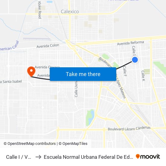 Calle I / Valentín Gómez Farías to Escuela Normal Urbana Federal De Educacion Preescolar Estefania Casta�Eda Y Nu�Ez De Caceres map