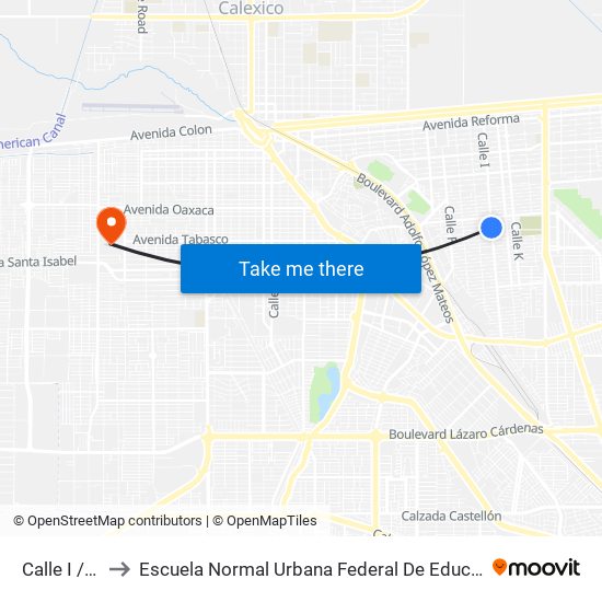 Calle I / Mecánicos Sur to Escuela Normal Urbana Federal De Educacion Preescolar Estefania Casta�Eda Y Nu�Ez De Caceres map