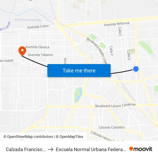 Calzada Francisco Montejano / Avenida Francisco Mujica to Escuela Normal Urbana Federal De Educacion Preescolar Estefania Casta�Eda Y Nu�Ez De Caceres map