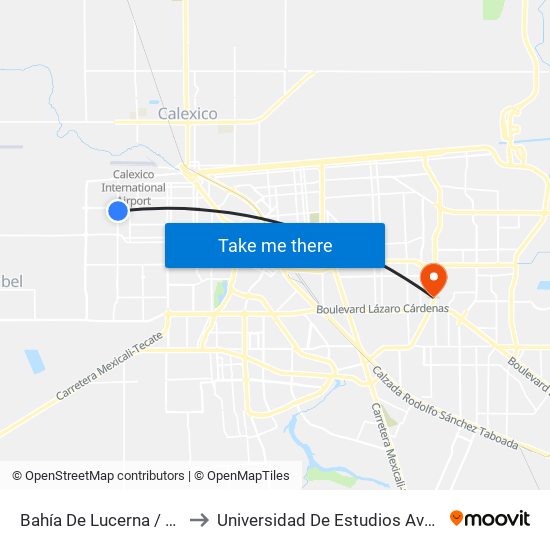 Bahía De Lucerna / Avenida El Rosario to Universidad De Estudios Avanzados Campus Oriente map