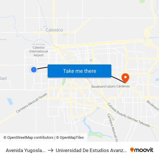 Avenida Yugoslavia / Uganda to Universidad De Estudios Avanzados Campus Oriente map