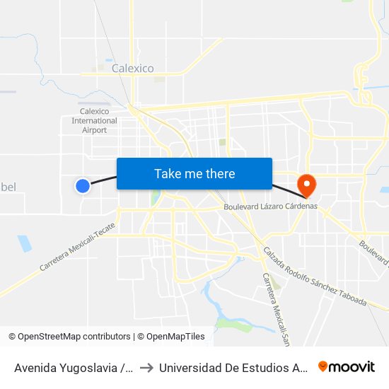 Avenida Yugoslavia / República Mexicana to Universidad De Estudios Avanzados Campus Oriente map