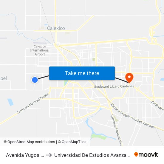 Avenida Yugoslavia / Siria to Universidad De Estudios Avanzados Campus Oriente map