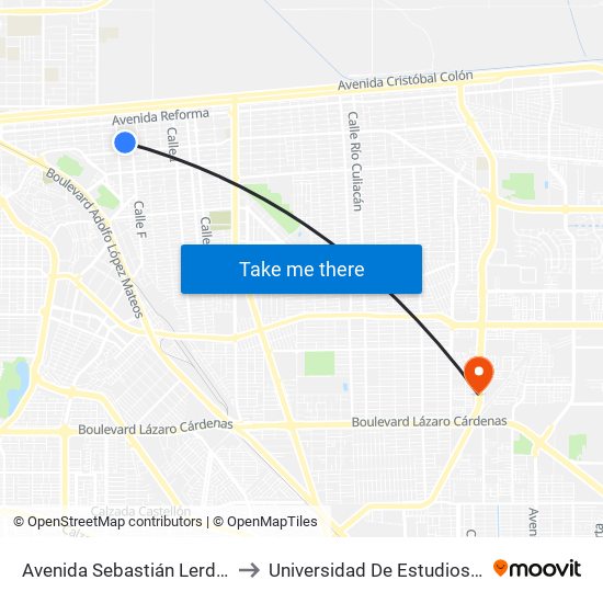 Avenida Sebastián Lerdo De Tejada / Julián Carrillo to Universidad De Estudios Avanzados Campus Oriente map
