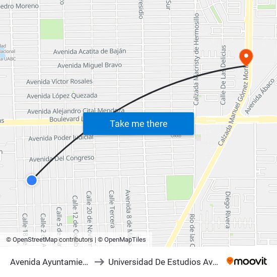 Avenida Ayuntamiento / 21 De Marzo to Universidad De Estudios Avanzados Campus Oriente map