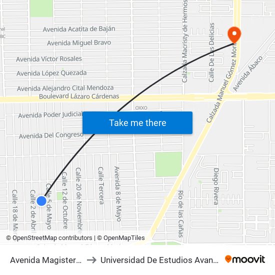 Avenida Magisterio / 1 De Mayo to Universidad De Estudios Avanzados Campus Oriente map