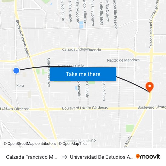 Calzada Francisco Montejano / Jesús Sigala to Universidad De Estudios Avanzados Campus Oriente map