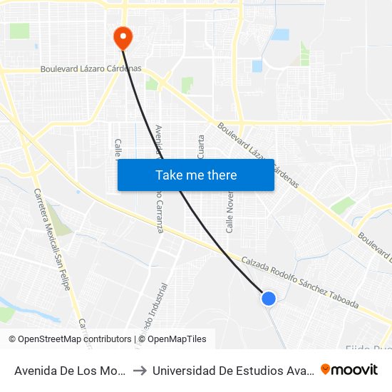 Avenida De Los Mosaicos / Huiquiño to Universidad De Estudios Avanzados Campus Oriente map