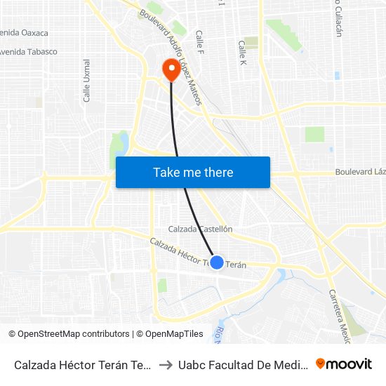 Calzada Héctor Terán Terán / Granada to Uabc Facultad De Medicina Mexicali map