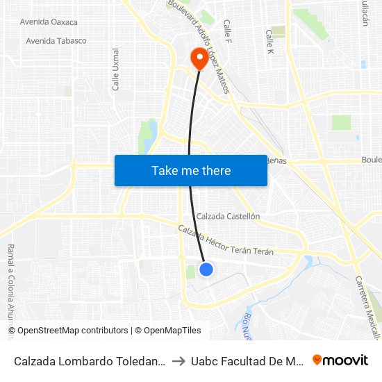 Calzada Lombardo Toledano / Basquetbolistas to Uabc Facultad De Medicina Mexicali map