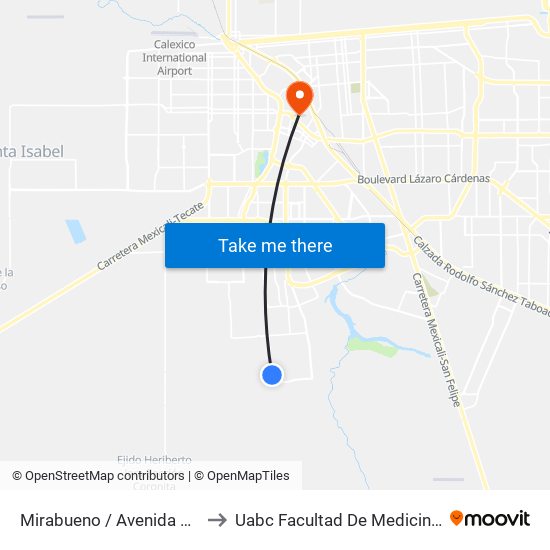 Mirabueno / Avenida Acassuso to Uabc Facultad De Medicina Mexicali map