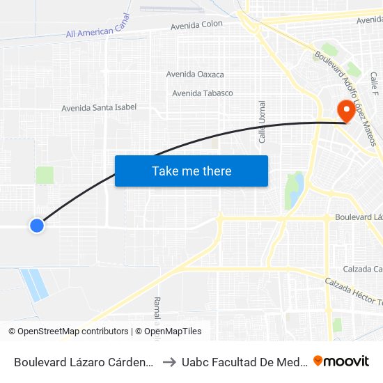 Boulevard Lázaro Cárdenas / San Ramón to Uabc Facultad De Medicina Mexicali map