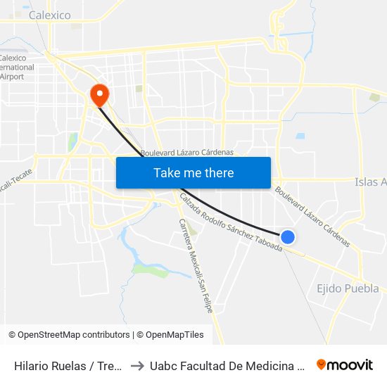 Hilario Ruelas / Treceava to Uabc Facultad De Medicina Mexicali map