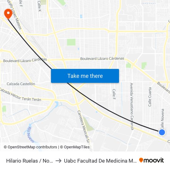Hilario Ruelas / Novena to Uabc Facultad De Medicina Mexicali map