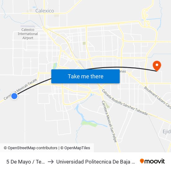 5 De Mayo / Tercera to Universidad Politecnica De Baja California map