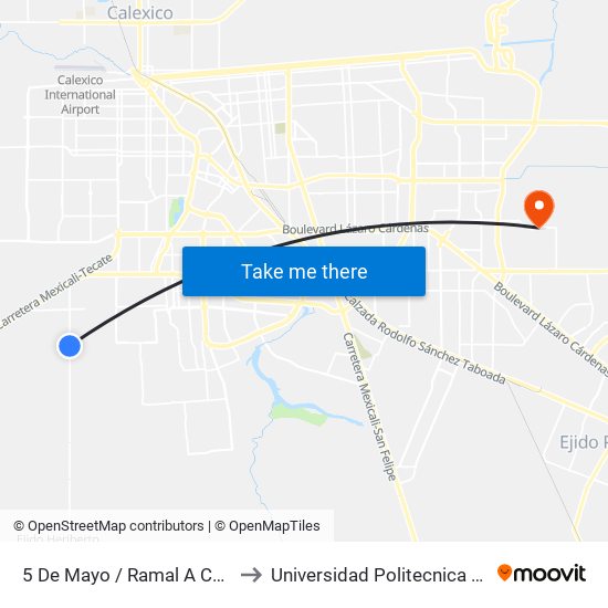 5 De Mayo / Ramal A Colonia Ahumadita to Universidad Politecnica De Baja California map