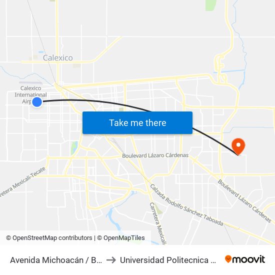 Avenida Michoacán / Bahía Calamajue to Universidad Politecnica De Baja California map