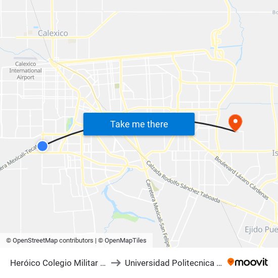 Heróico Colegio Militar / Doroteo Arango to Universidad Politecnica De Baja California map