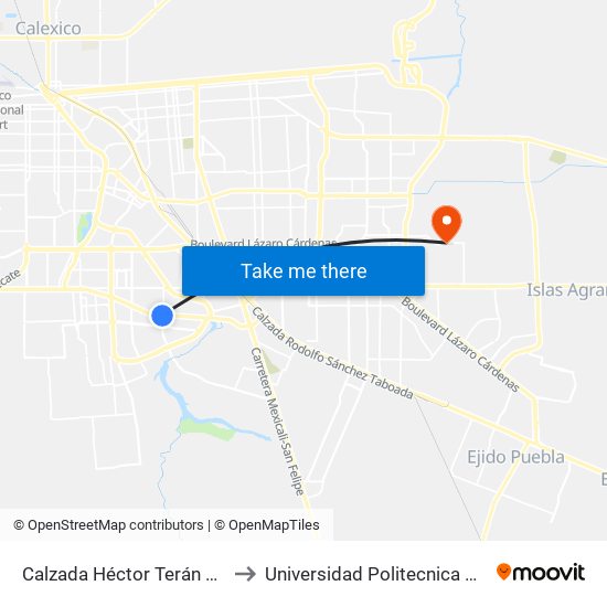Calzada Héctor Terán Terán / Granada to Universidad Politecnica De Baja California map