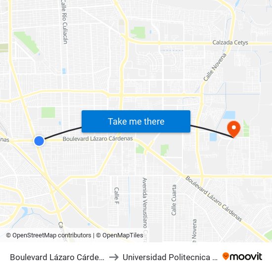 Boulevard Lázaro Cárdenas / Churubusco to Universidad Politecnica De Baja California map