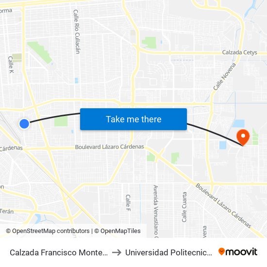 Calzada Francisco Montejano / Arturo Pompa to Universidad Politecnica De Baja California map