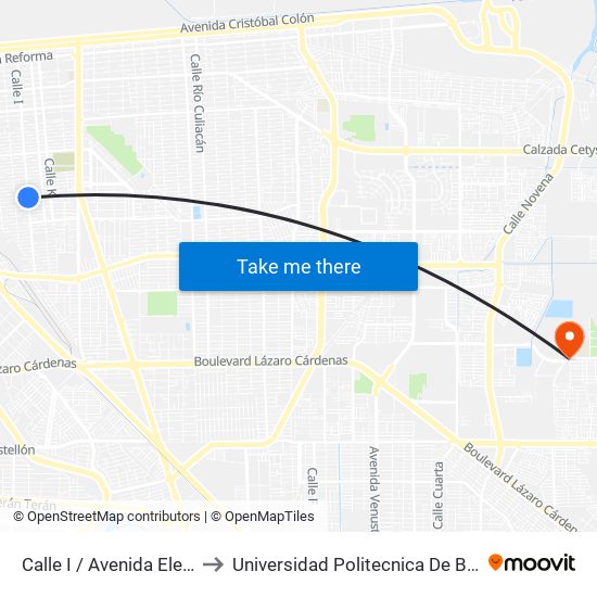 Calle I / Avenida Electricistas to Universidad Politecnica De Baja California map
