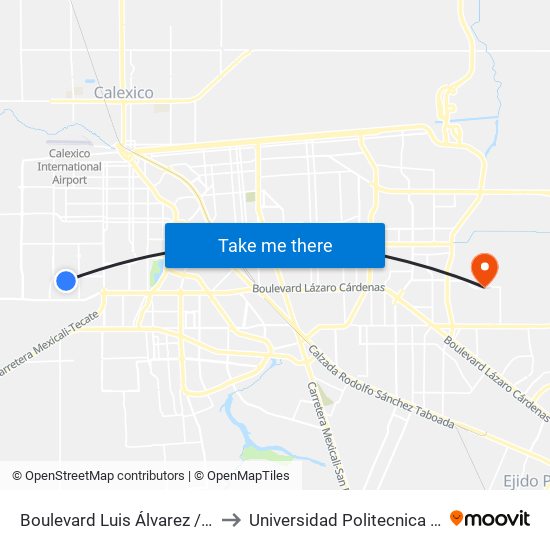 Boulevard Luis Álvarez / Avenida Médicos to Universidad Politecnica De Baja California map
