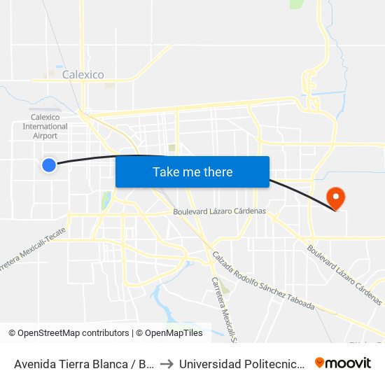 Avenida Tierra Blanca / Bahía De Los Ángeles to Universidad Politecnica De Baja California map