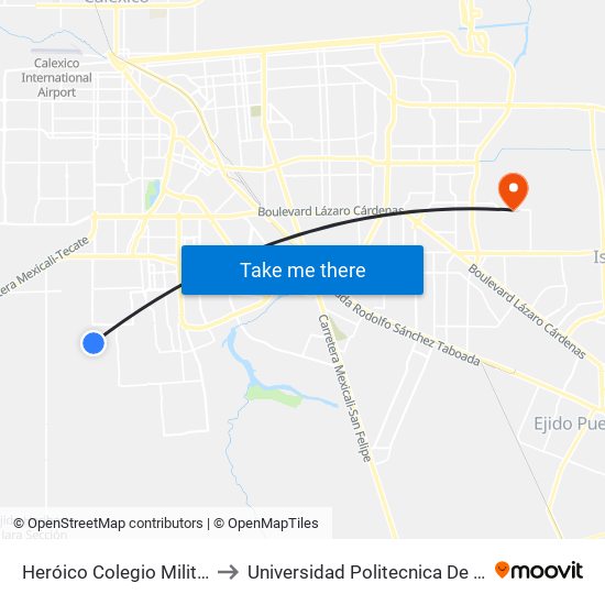Heróico Colegio Militar / Raboso to Universidad Politecnica De Baja California map