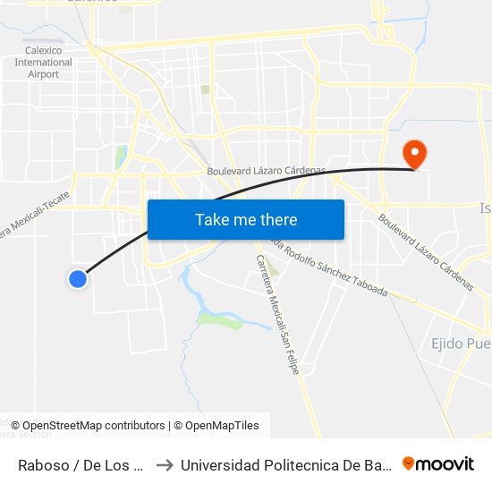 Raboso / De Los Portales to Universidad Politecnica De Baja California map