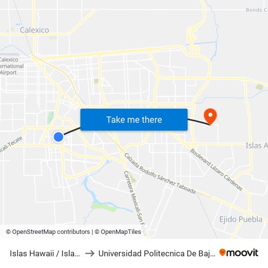 Islas Hawaii / Isla Cedros to Universidad Politecnica De Baja California map
